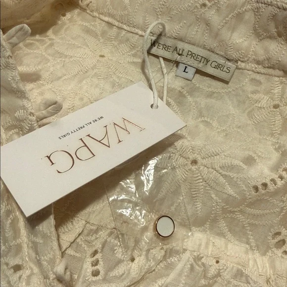Elegant Cream Eyelet Lace Button-Down dress